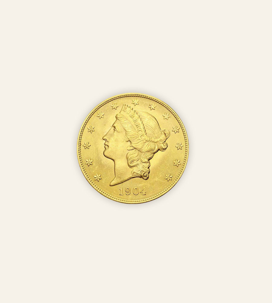 MONEDA ORO 20 DOLARES EE.UU 1904